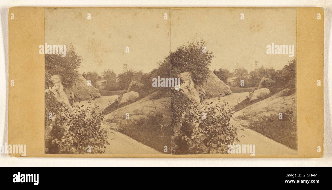 Fußweg in Ramble und temporärer Glockenturm in der Ferne. George Stacy (amerikanisch, aktiv 1850s - 1860s) Stockfoto