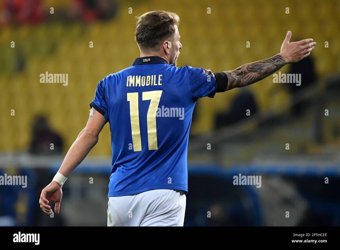 Parma, Italien. März 2021, 25th. Ciro Immobile von Italien reagiert während der FIFA Fußball-Weltmeisterschaft 2022 Qualifikationsspiel zwischen Italien und Nord-Irland im stadio Ennio Tardini in Parma (Italien), 25th. März 2021. Foto Andrea Staccioli/Insidefoto Kredit: Insidefoto srl/Alamy Live News Stockfoto