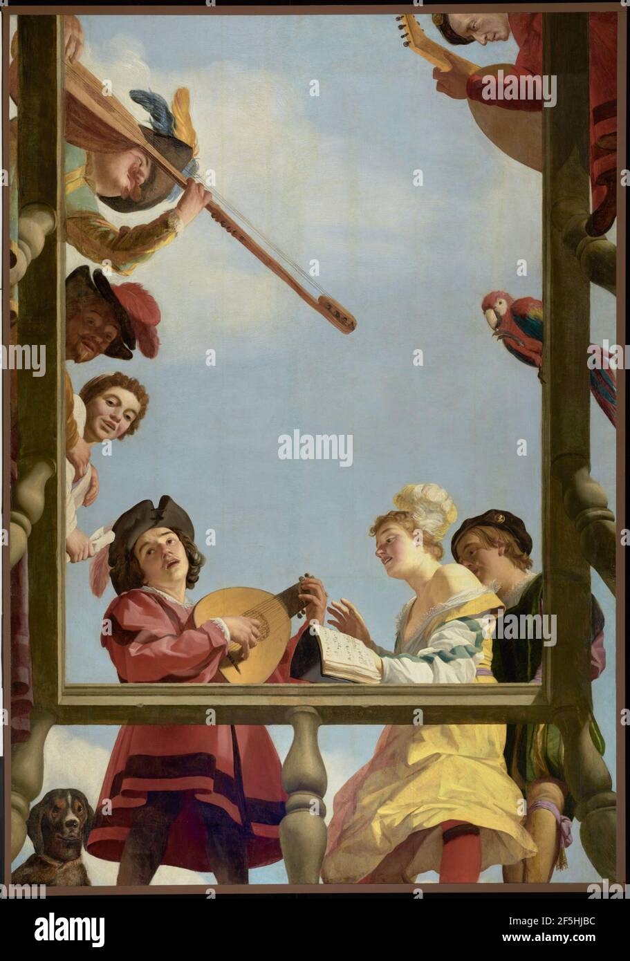 Musikalische Gruppe auf einem Balkon. Gerrit van Honthorst (Niederländisch, 1590 - 1656) Stockfoto