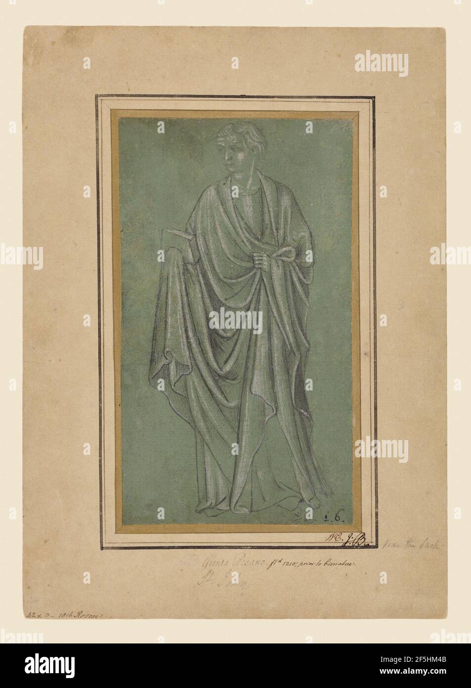 Eine drapierte Figur, die ein Buch hält. Unbekannter Hersteller, Nord- oder Mittelitalienische Schule Stockfoto