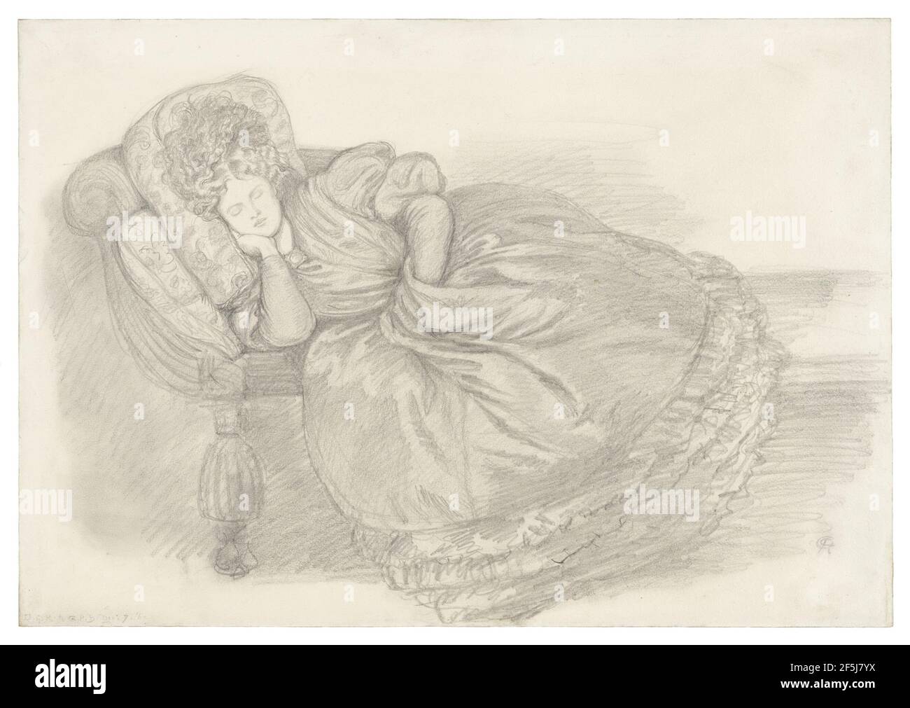 Studie von Fanny Cornforth, schlafend auf einer Chaiselongue. Dante Gabriel Rossetti (Großbritannien, 1828 - 1882) Stockfoto