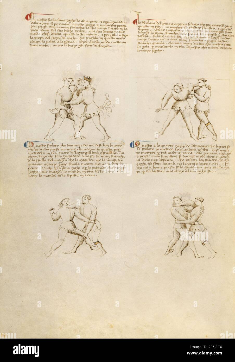 Unbewaffneter Kampf. Fiore Furlan dei Liberi da Premariacco (italienisch, um 1340/1350 - vor 1450) Stockfoto