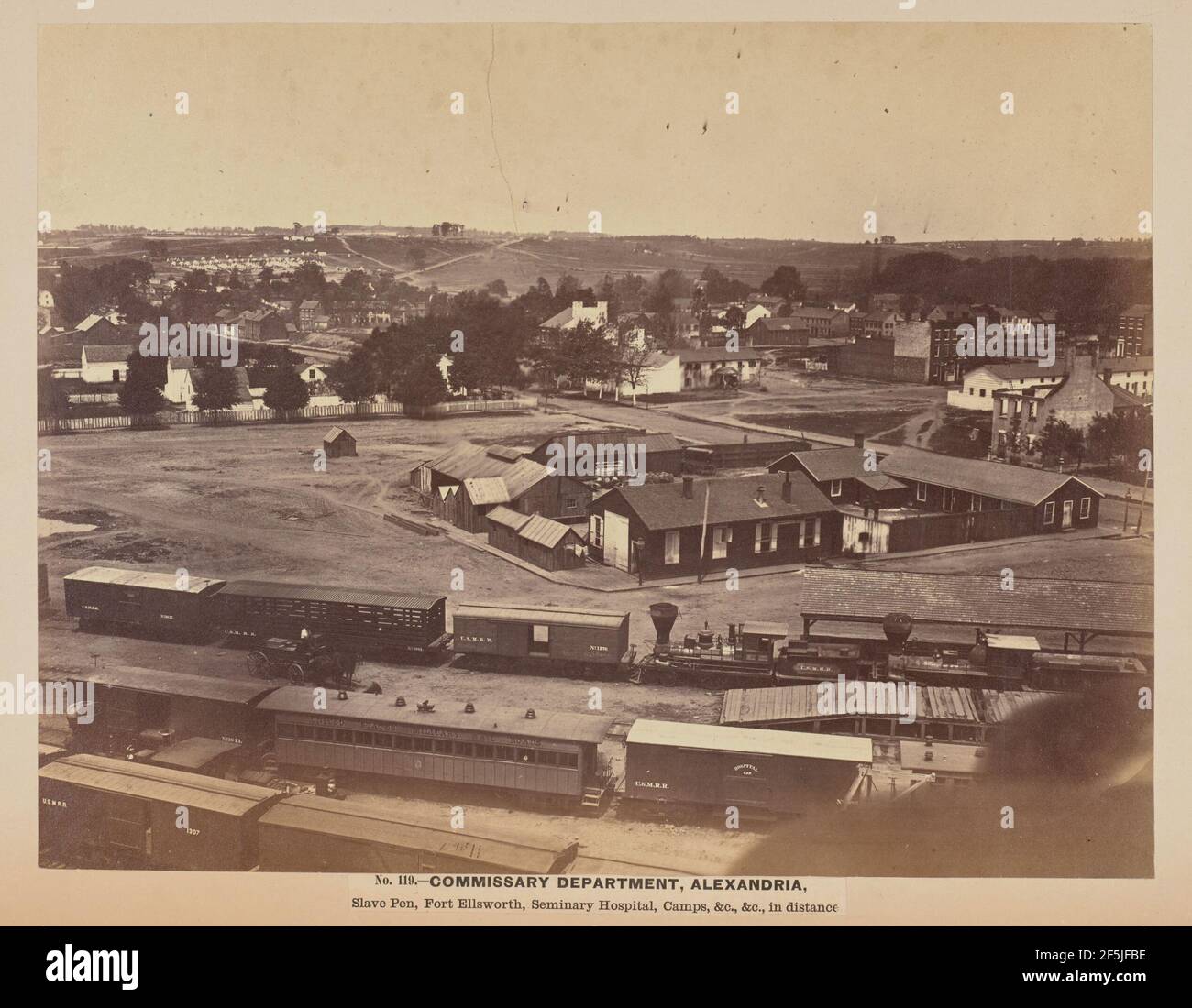 Nr. 119. Kommissarische Abteilung, Alexandria Slave Pen, Fort Ellsworth, Seminary Hospital, Camps, Usw. in der Ferne. April 1863.. A. J. Russell (Amerikanisch, 1830 - 1902) Stockfoto