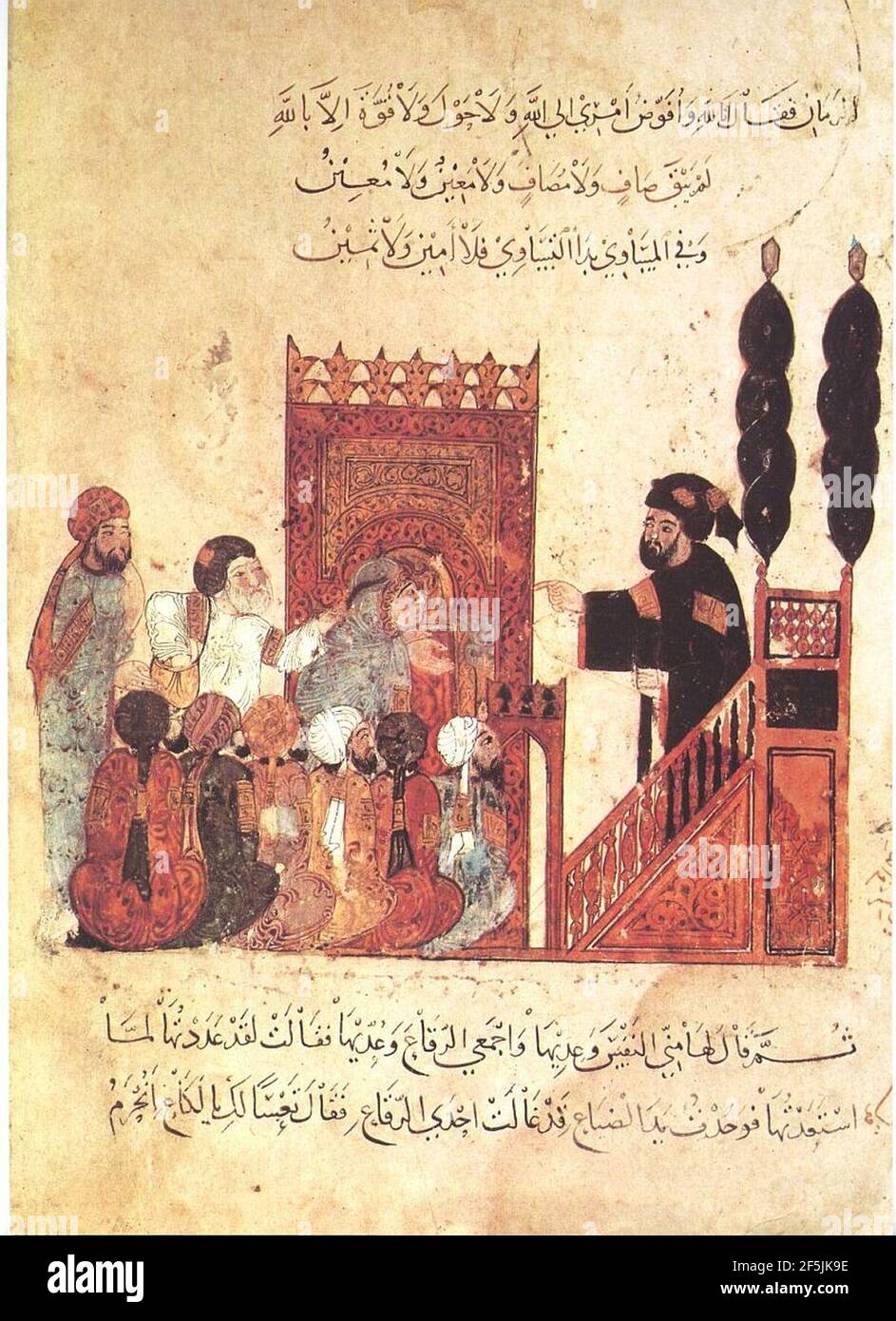 Qadi Abbasid - Maqamat Harir 1237. Stockfoto