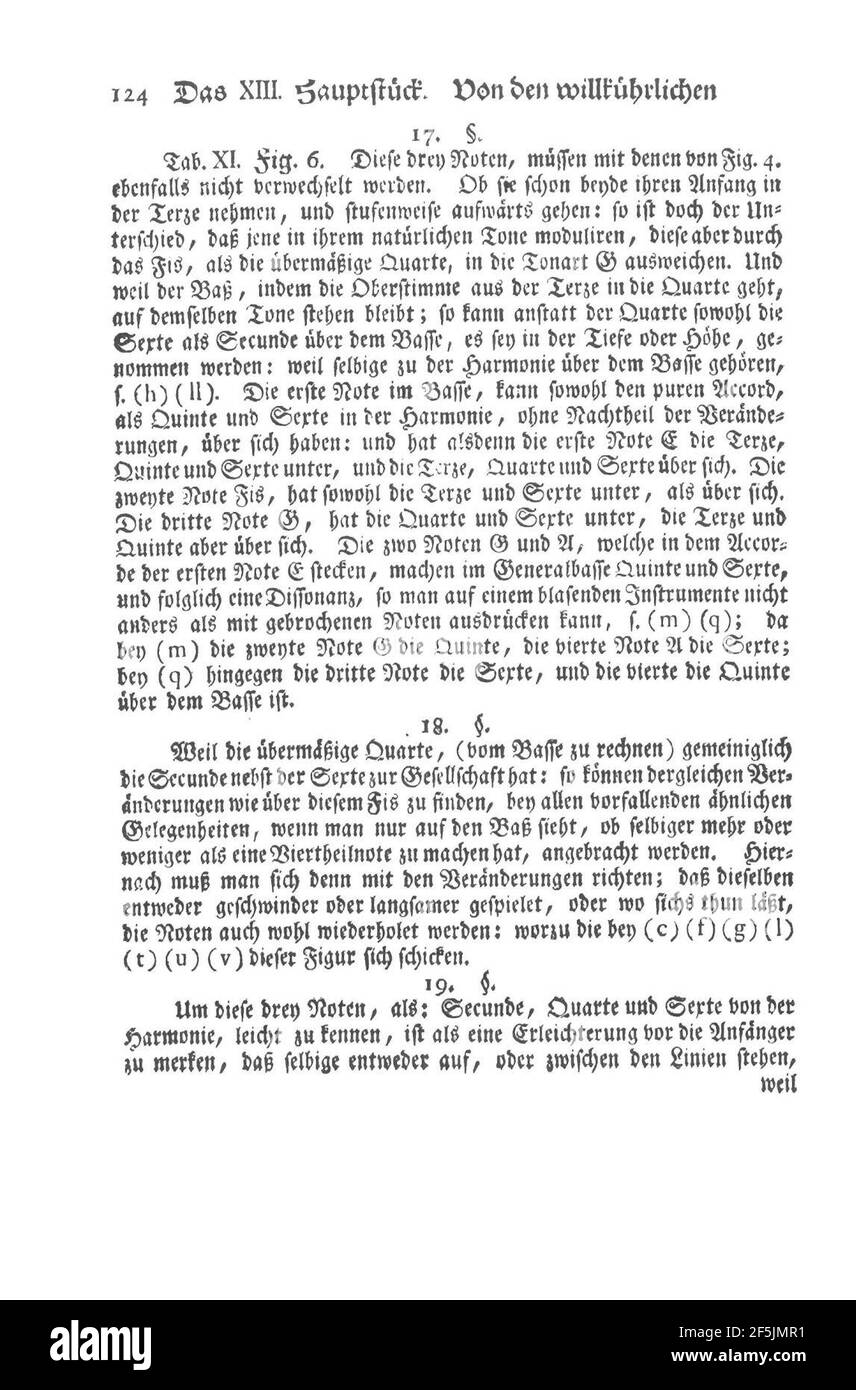 Quantiz Versuch Flöte 1752 Seite 124. Stockfoto