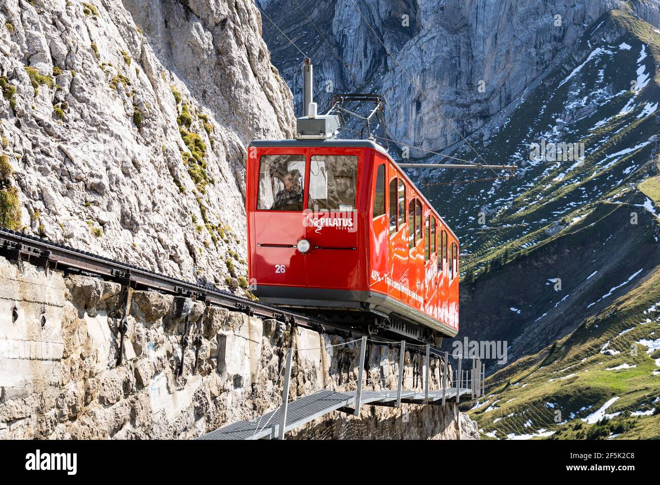 Pilatus, Schweiz September 30 2020 Die berühmte Zahnradbahn, die