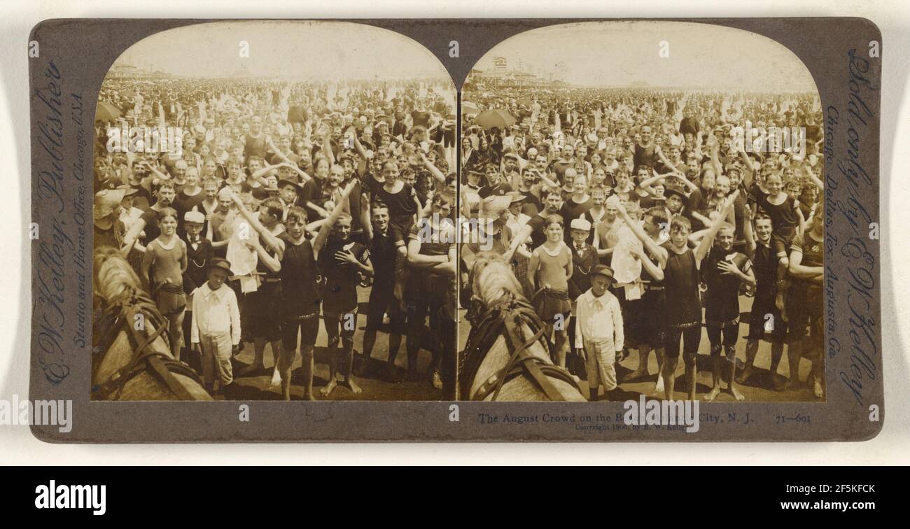 Die August Menge am Strand, Atlantic City, N.J.. E.W. Kelley (amerikanisch, aktiv 1868 - 1908) Stockfoto