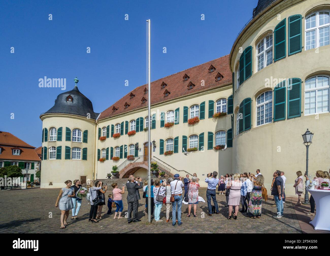 Hochzeitsempfang auf Schloss Bad Bergzabern, Deutsche Weinstraße, Rheinland-Pfalz, Deutschland Stockfoto