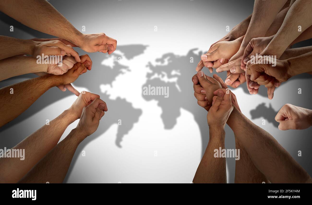 Weltbevölkerung Konzept als vielfältige internationale Gemeinschaft und Erde Vielfalt mit Menschen zusammenarbeiten, vereint für globale Zweisamkeit. Stockfoto