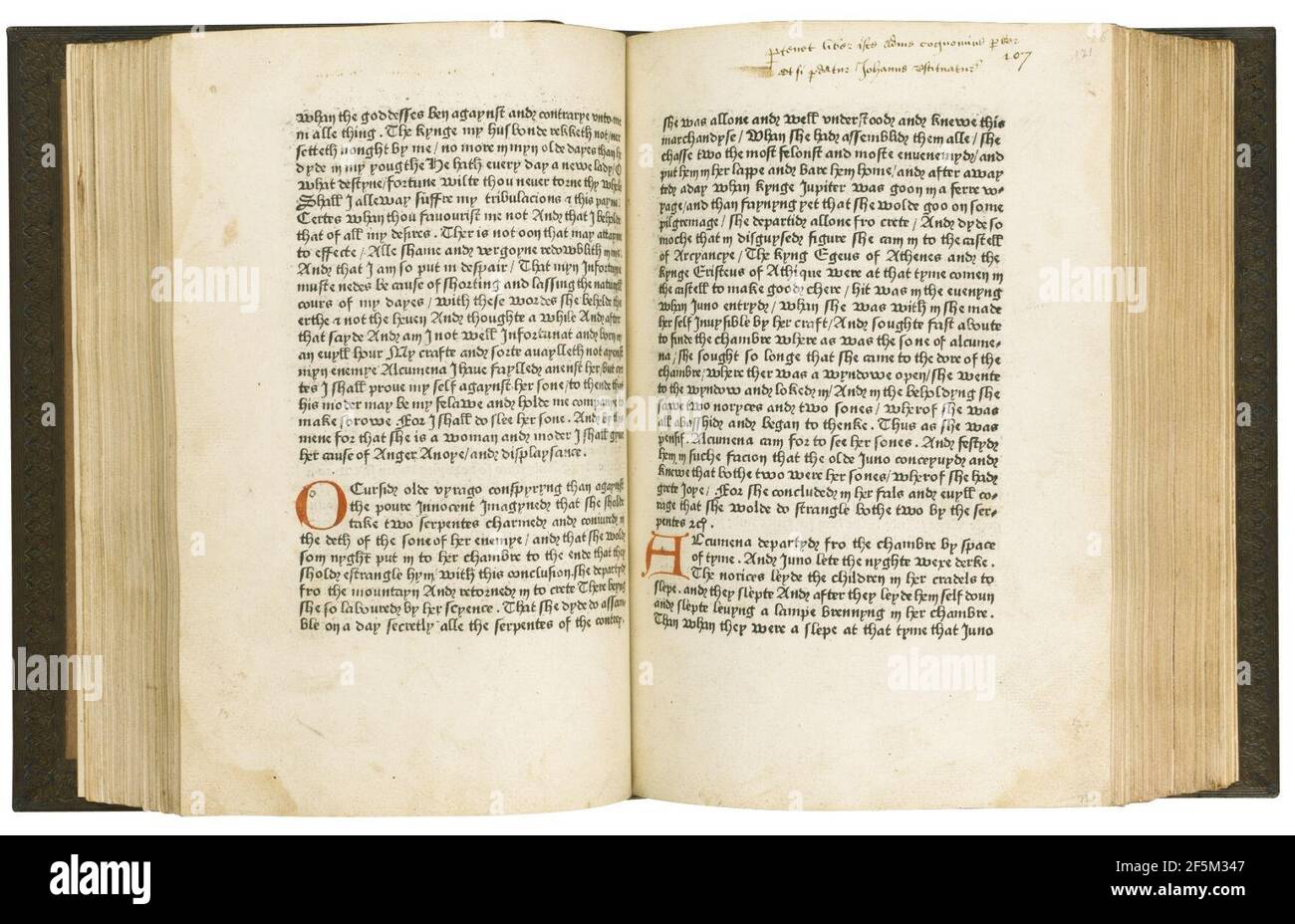 Recuyell of the Historyes of Troye (Caxton 1473-1474). Stockfoto