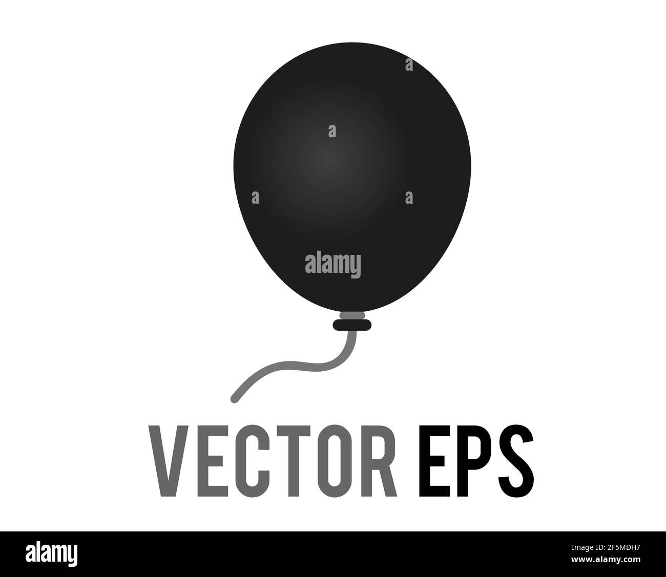 Der isolierte Vektor-Gradient schwarzer Luftballon auf Schnur-Symbol, herzlichen Glückwunsch, feiern Happy halloween, Geburtstag Stockfoto
