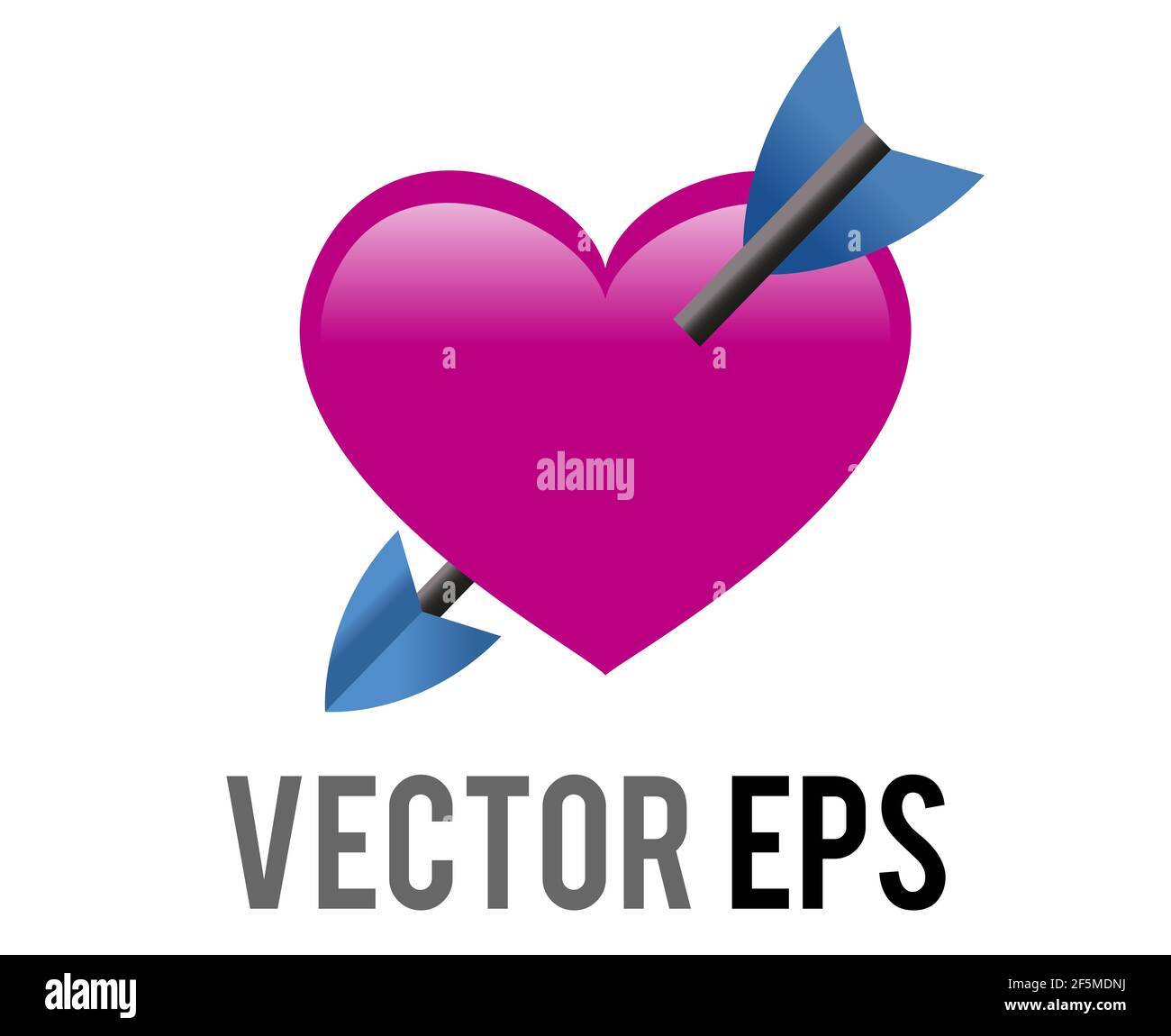 Der isolierte Vektor schockierend rosa Herz-Symbol mit Liebe Amor Pfeil Stockfoto