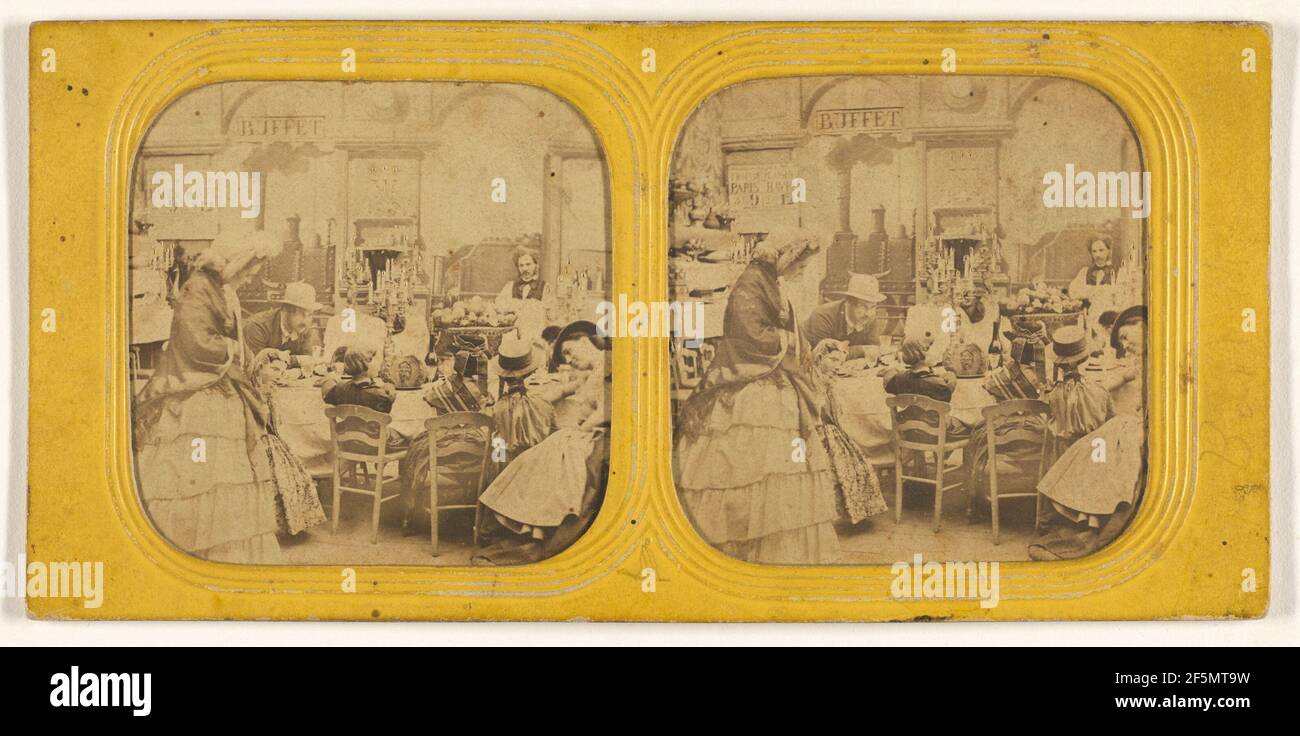 Genre-Szene: Leute am Buffet. Unbekannter Hersteller, Französisch Stockfoto