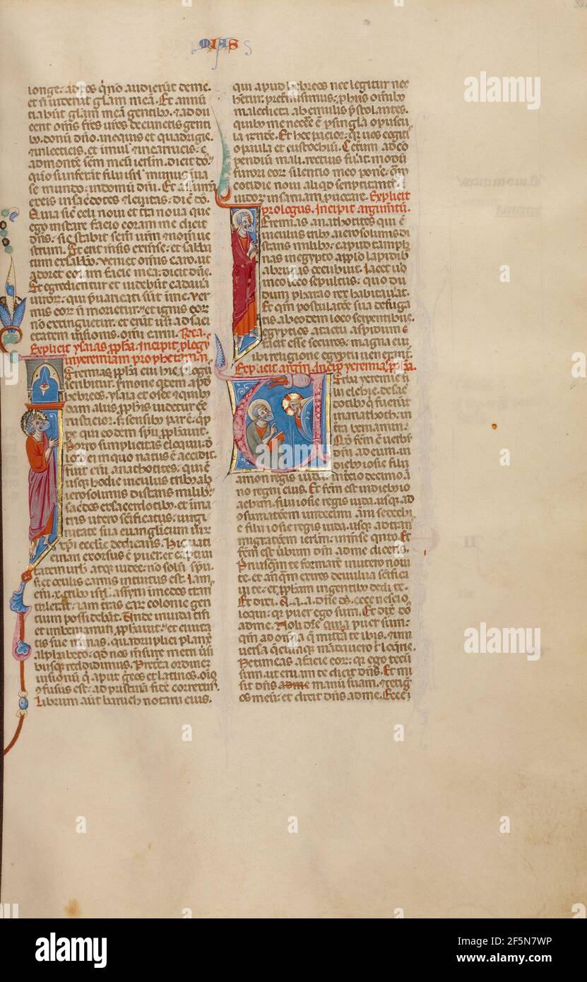 Initial V: Gott spricht zu Jeremia. Unbekannt Stockfoto