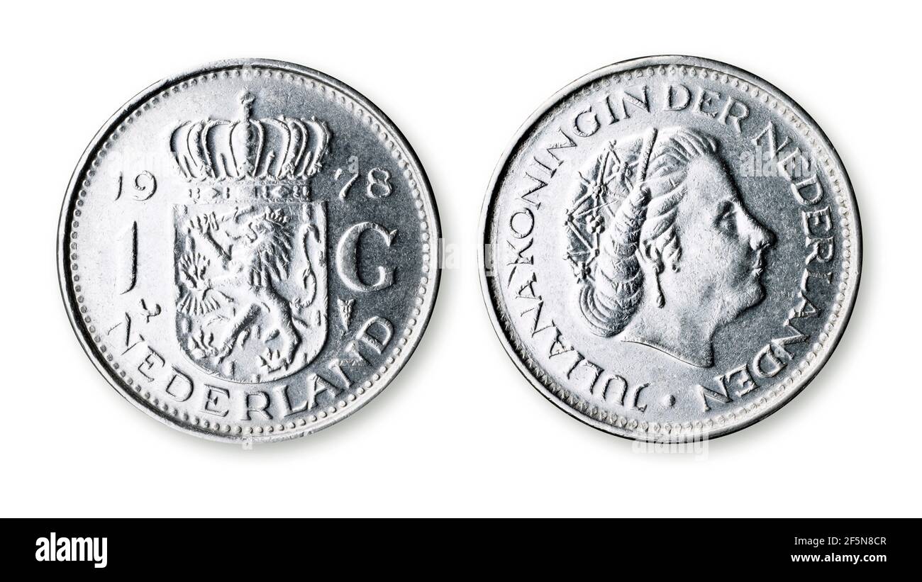 1 Gulden Münze der Niederlande Stockfoto