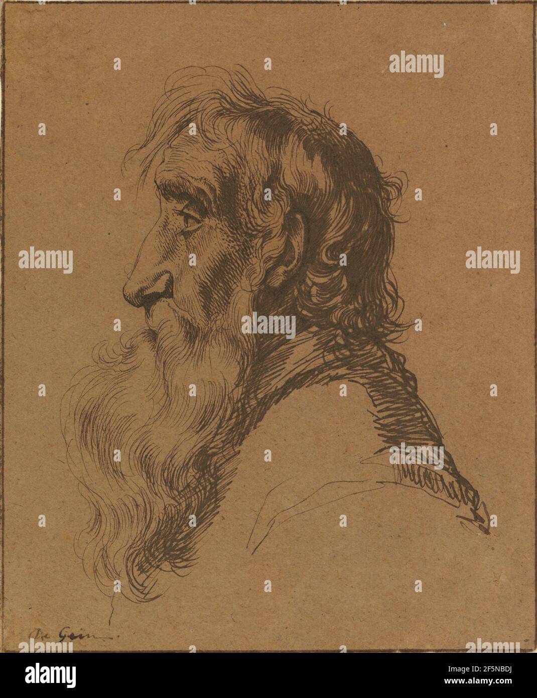 Kopf eines alten Mannes. Jacques de Gheyn III (Niederländisch, um 1596 - 1644) Stockfoto