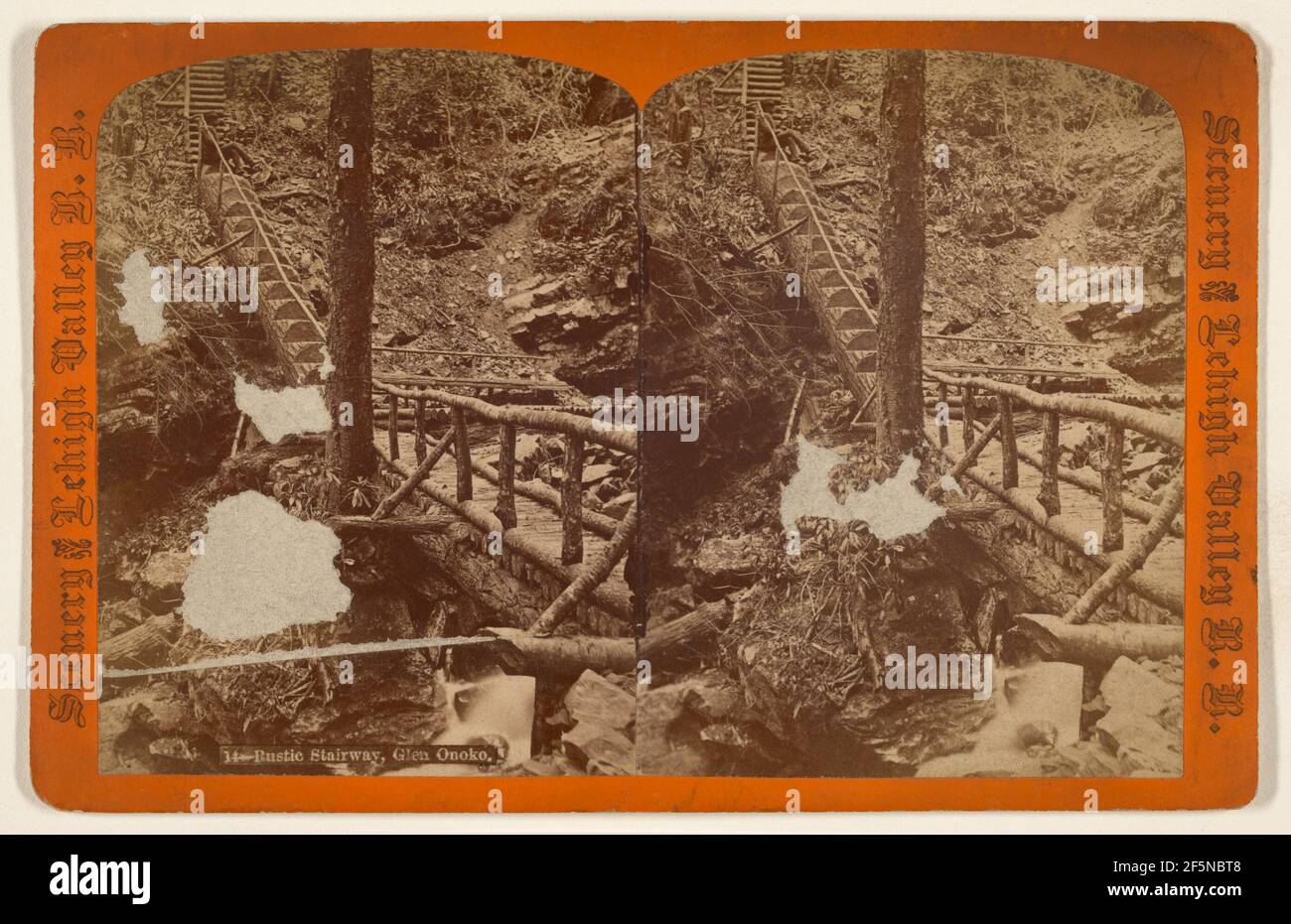 Rustikale Treppe, Glen Onoko.. Zugeschrieben George F. Gates (Amerikaner, um 1837 - 1904) Stockfoto