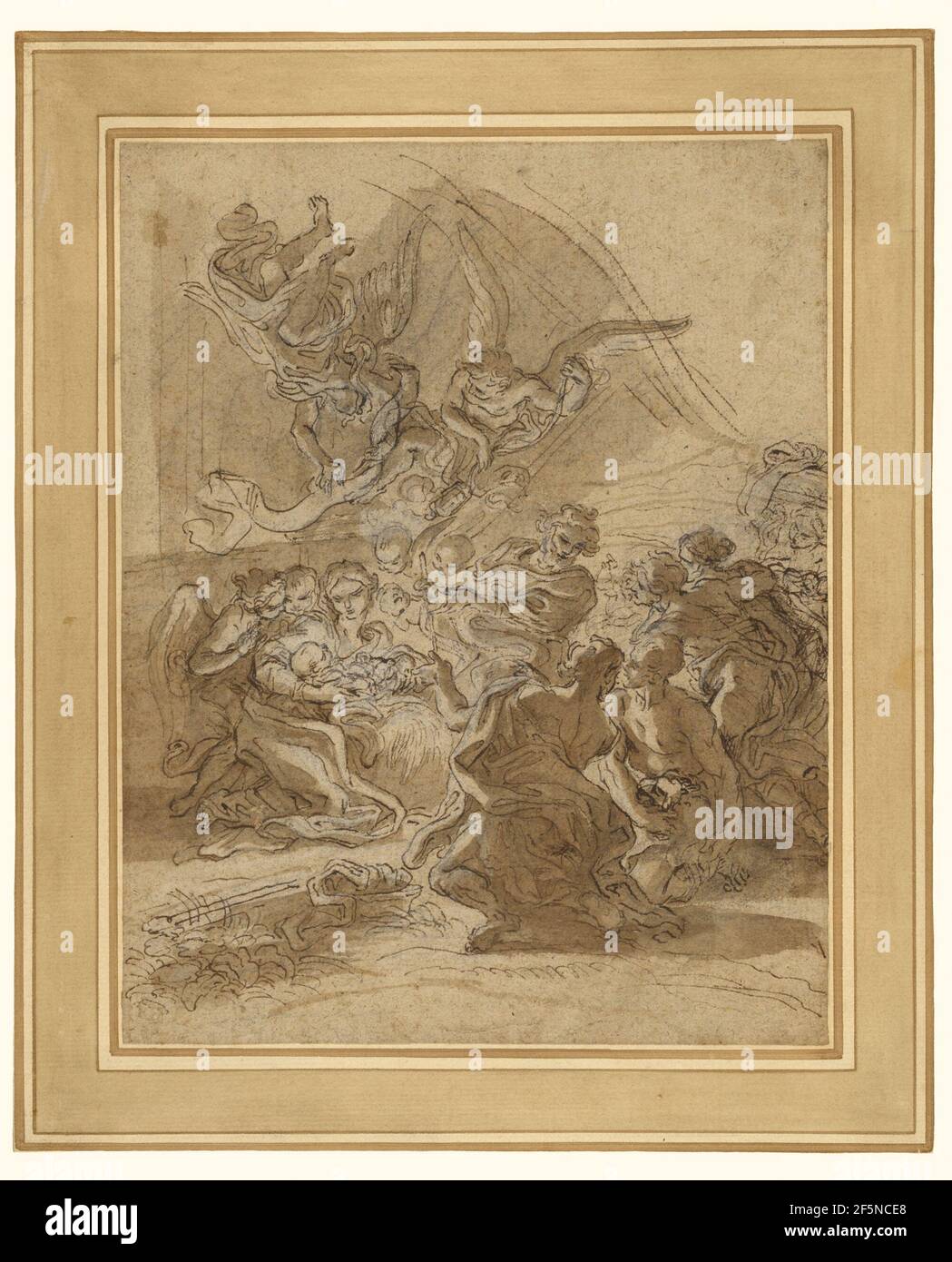 Anbetung der Hirten. Baciccio (Giovanni Battista Gaulli) (Italienisch, 1639 - 1709) Stockfoto