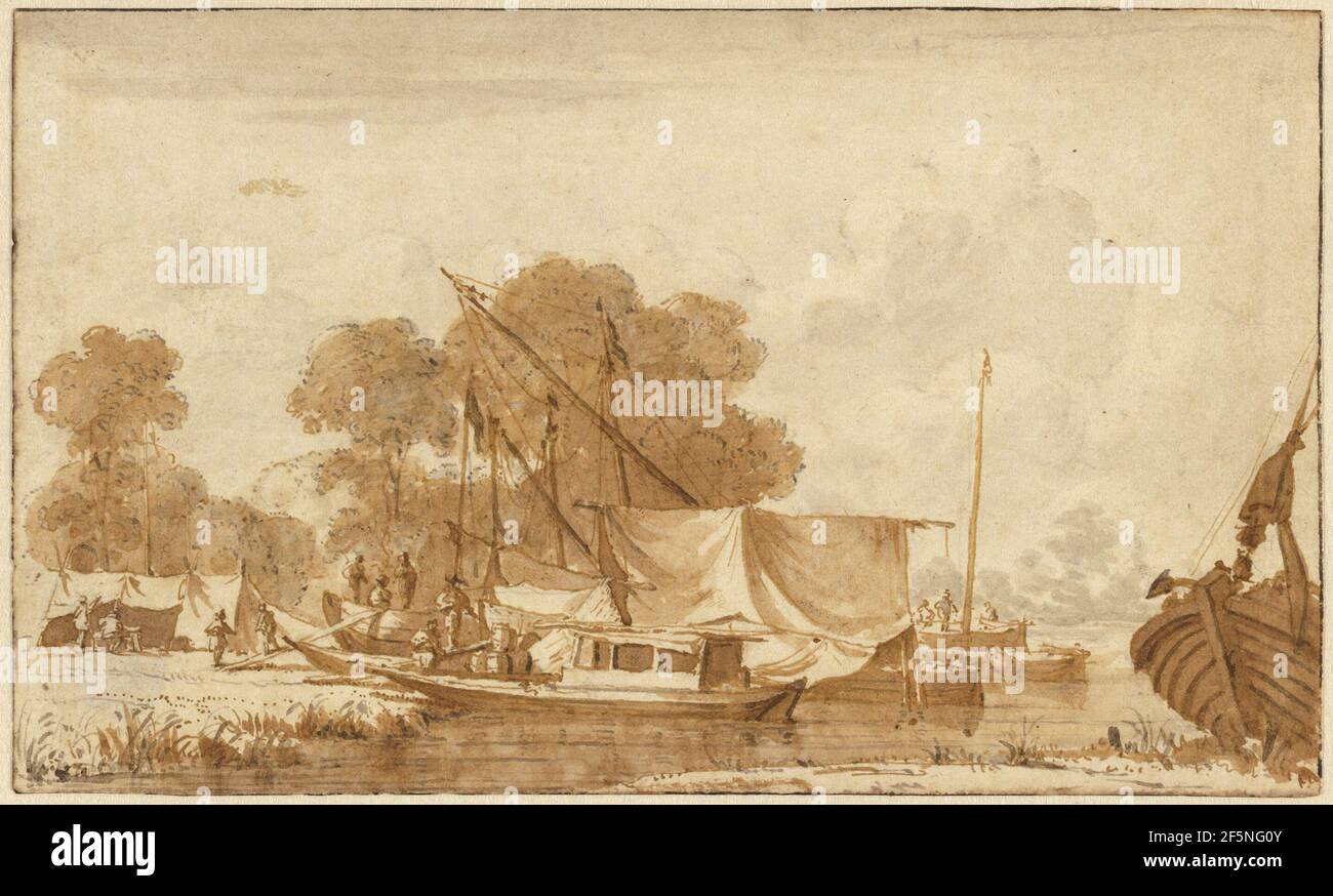 Die Valkenburg Fähre. Jan de Bisschop (Niederländisch, 1628 - 1671) Stockfoto