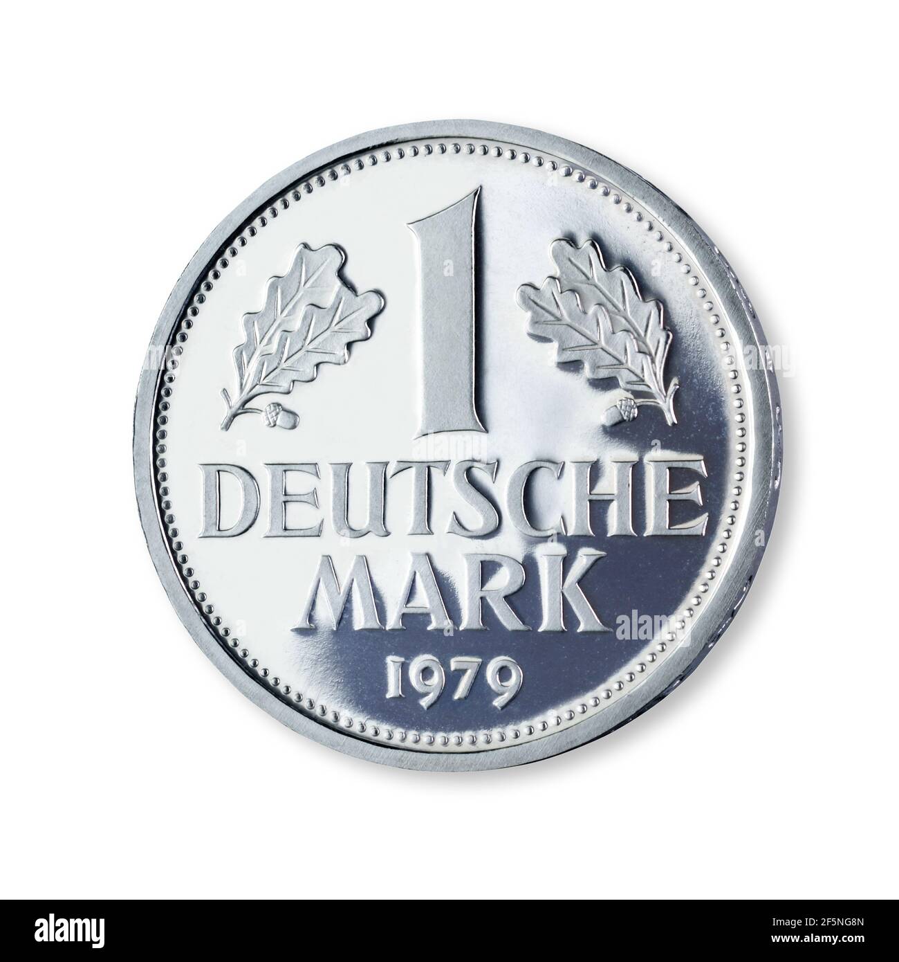1 Deutsche Mark Münze isoliert aif weiß Stockfoto