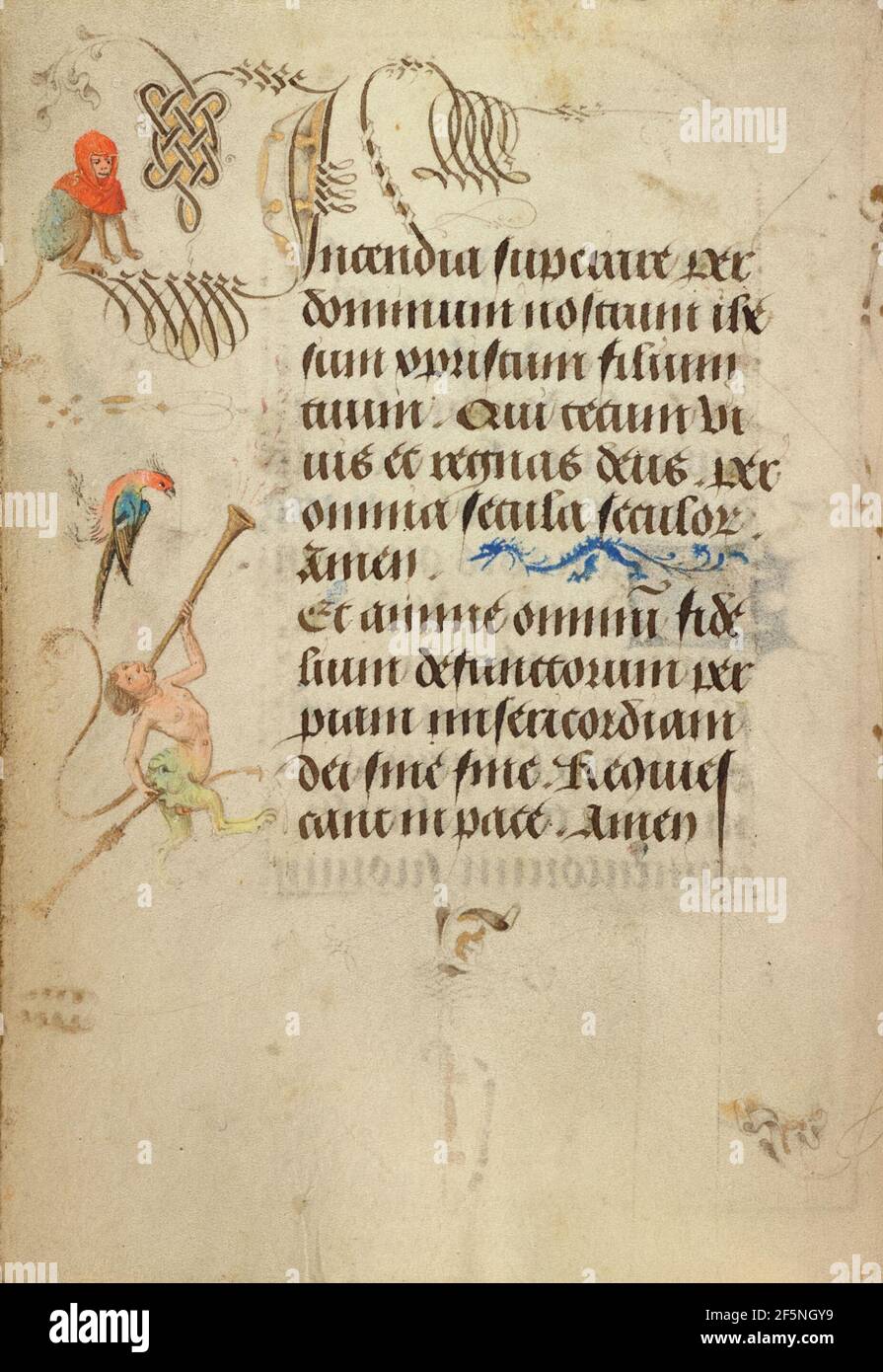 Dekorierte Textseite. Nicolas Spierinc (Flämisch, aktiv 1455 - 1499) Stockfoto