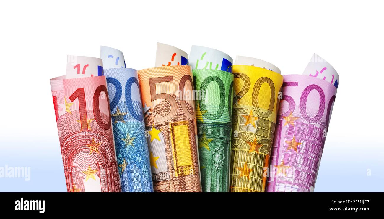 Verschiedene Euro Geldscheine Stockfoto