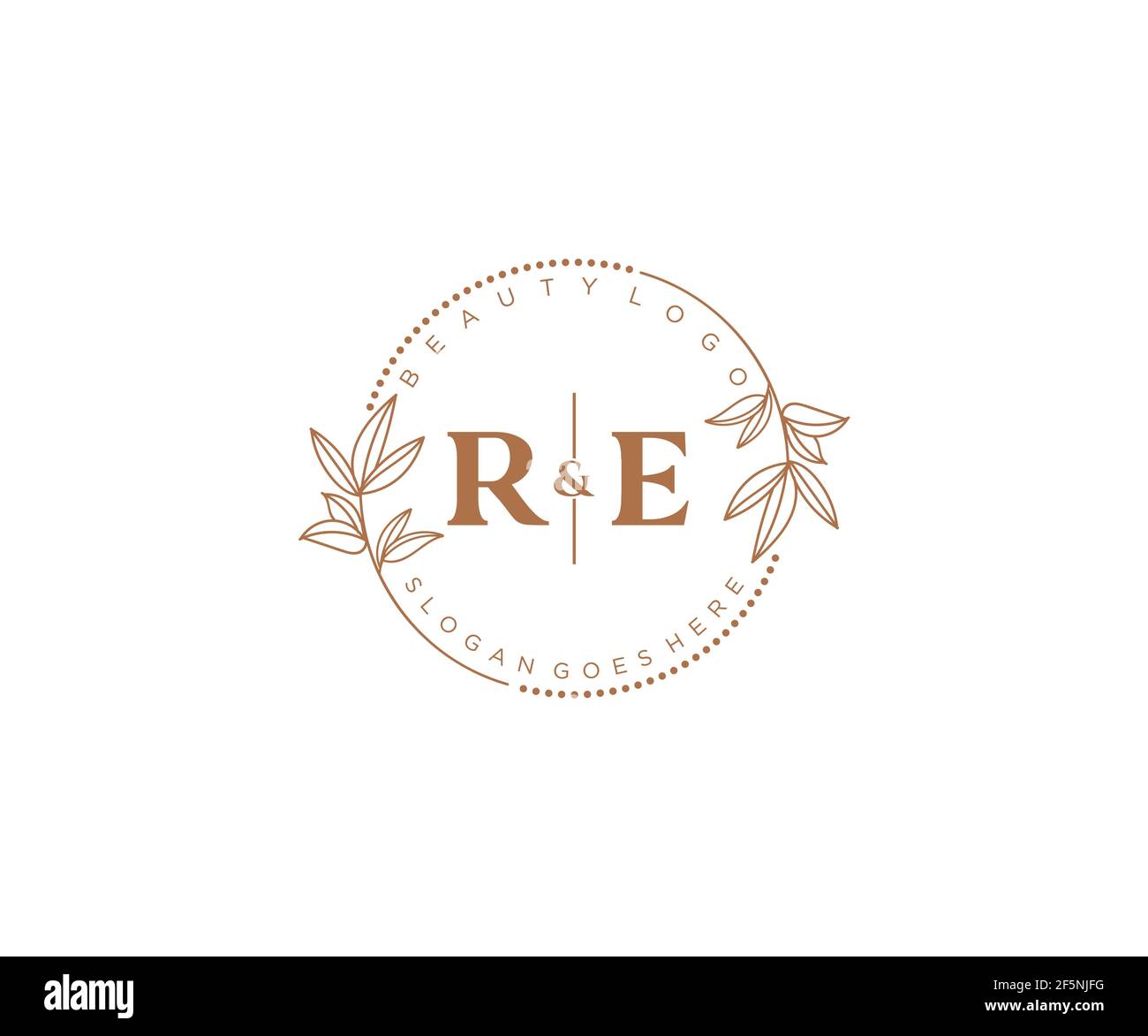 RE Buchstaben schöne floral feminin editierbar vorgefertigten Monoline Logo geeignet für Spa Salon Haut Haar Schönheit Boutique und Kosmetik Unternehmen. Stock Vektor