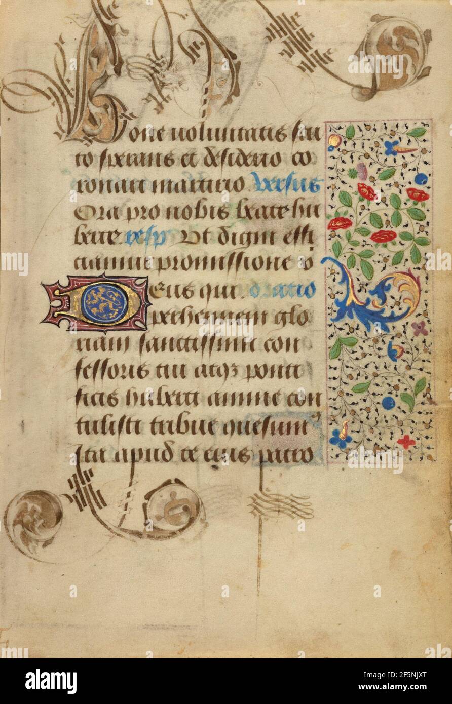 Dekorierte Textseite. Nicolas Spierinc (Flämisch, aktiv 1455 - 1499) Stockfoto