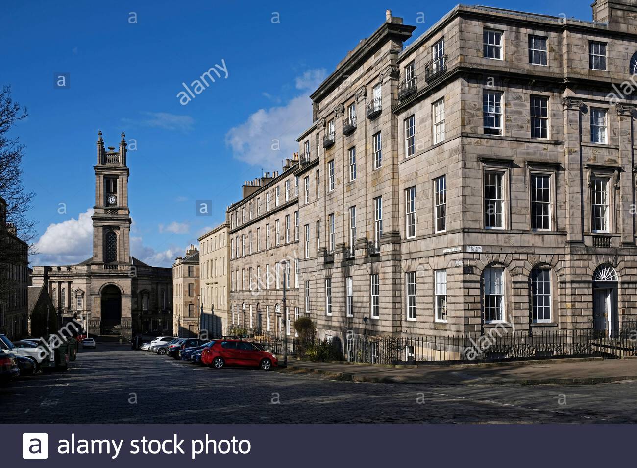 St. Vincent Street und Great King Street, Edinburgh New Town Straßen, gehobene Wohnungen, Edinburgh, Schottland Stockfoto