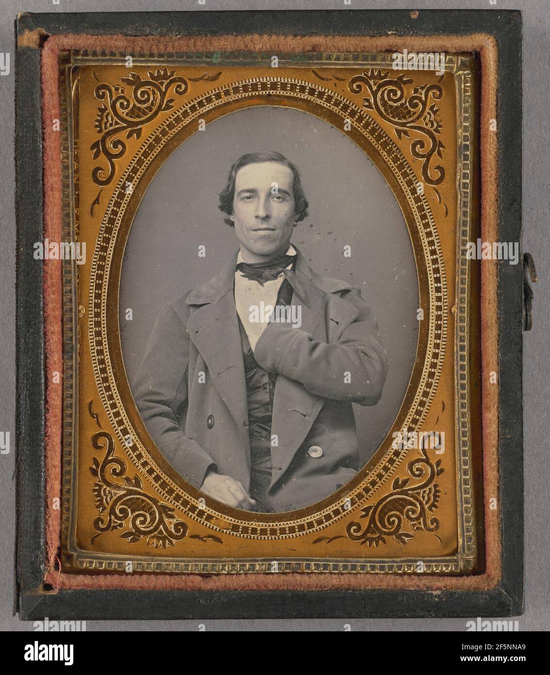 Porträt eines sitzenden Mannes mit amputierten linken Arm. Unbekannter Hersteller, Amerikaner Stockfoto