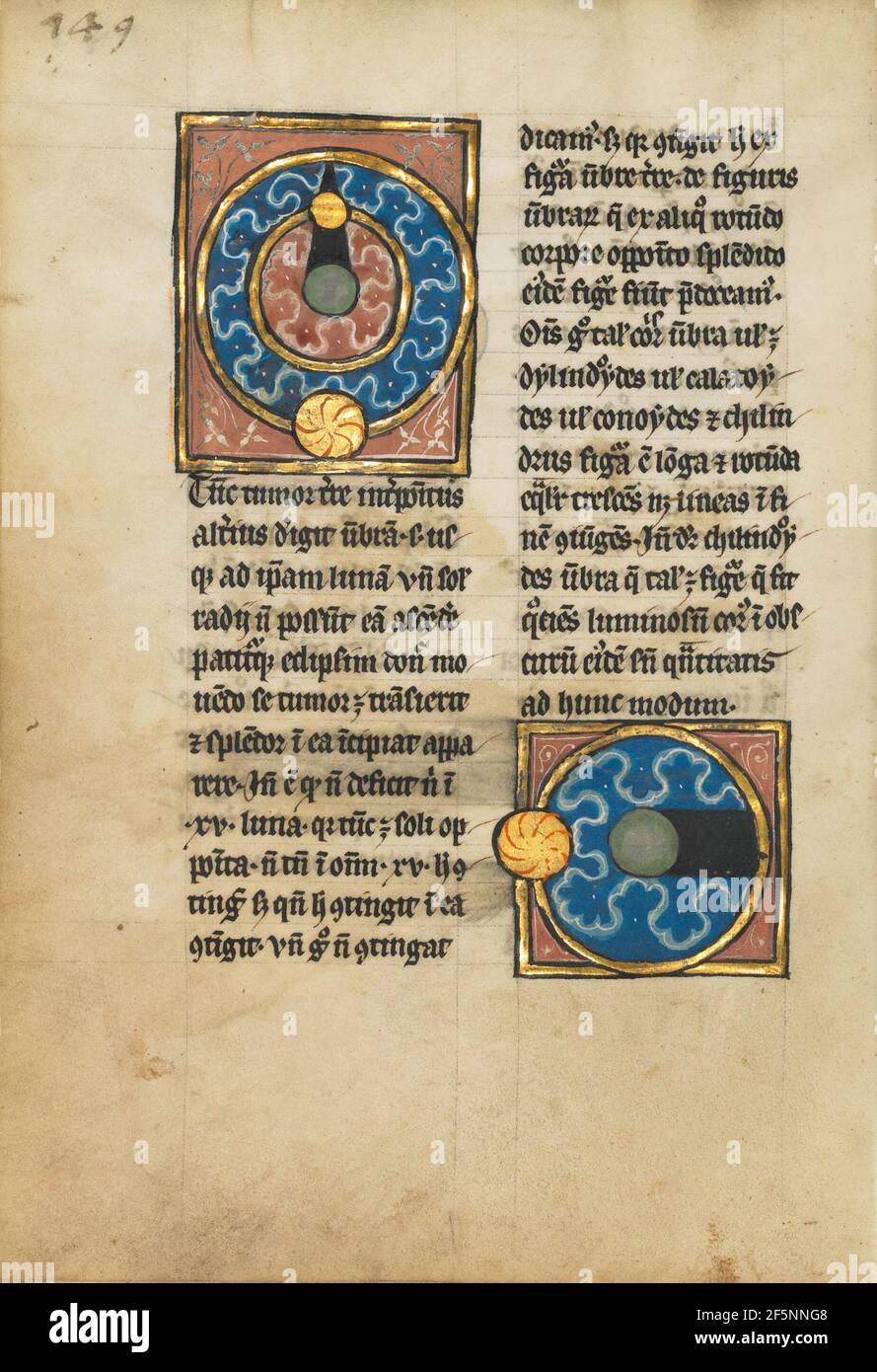 Zwei Diagramme mit Sonne und Mond. Unbekannt Stockfoto