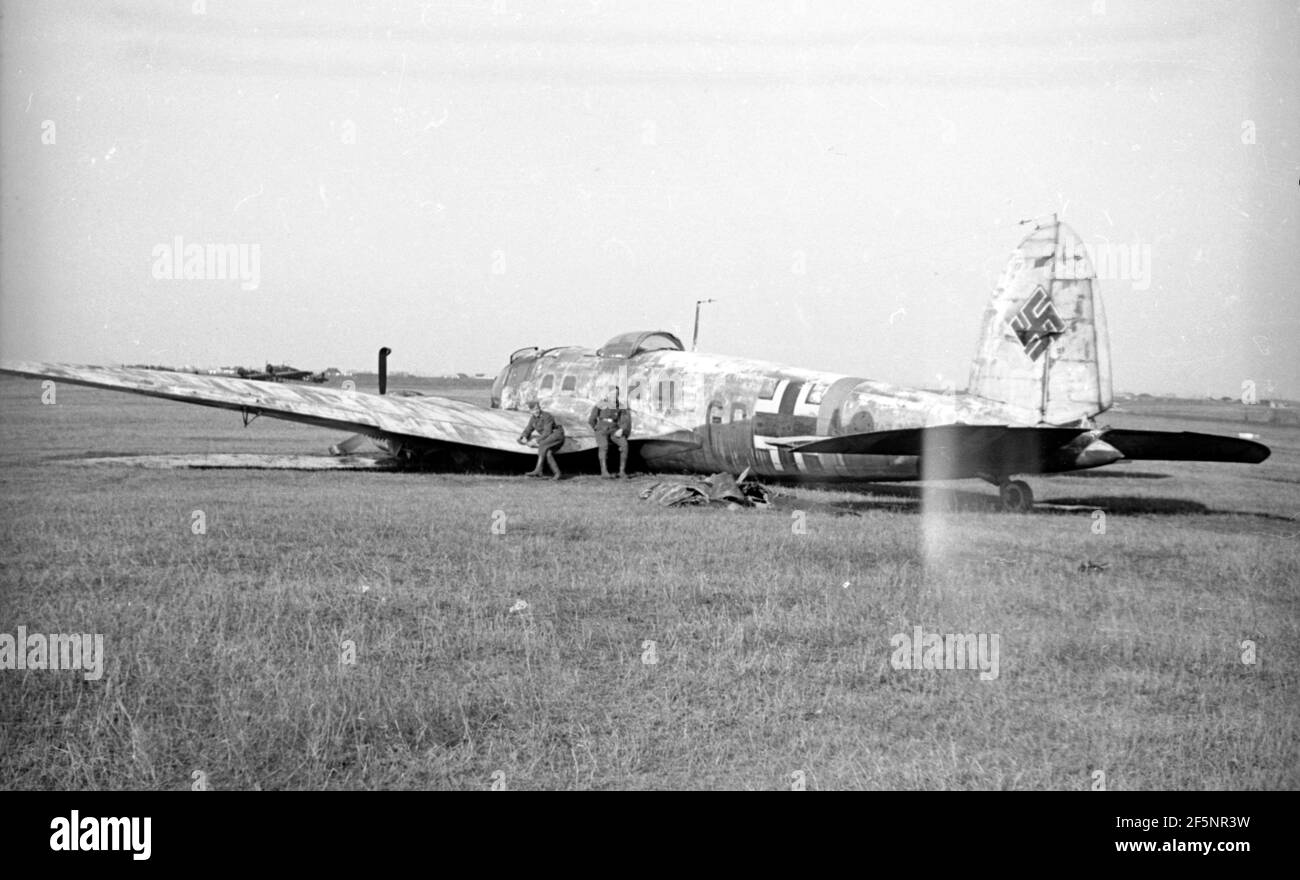Wehrmacht Luftwaffe Bomber Heinkel He 111H Ostfront - Deutsche Luft Force Bomber Heinkel He 111 H Ostfront Stockfoto