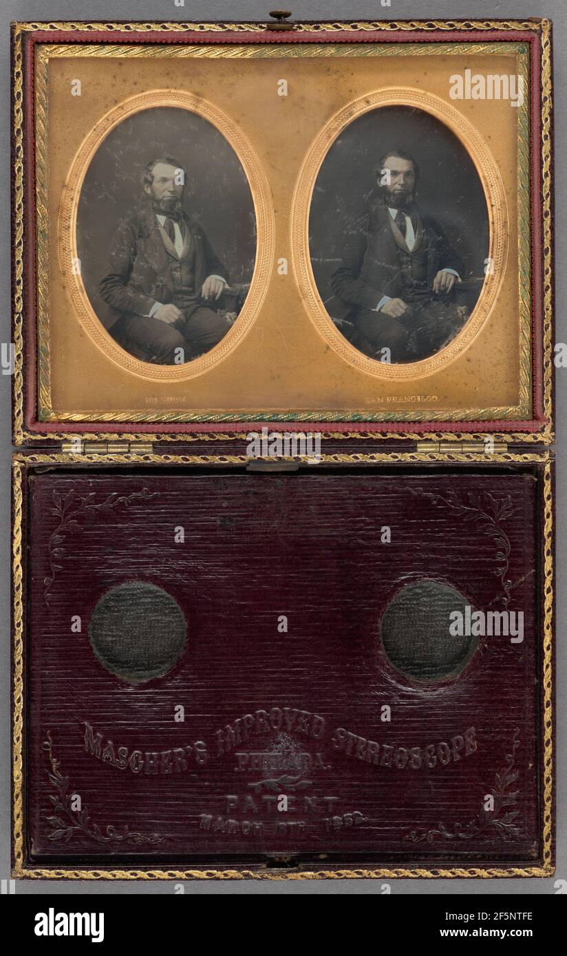 Porträt eines sitzenden Mannes mit vollem Kinn-Bart. William J. Shew (Amerikaner, 1820 - 1903) Stockfoto