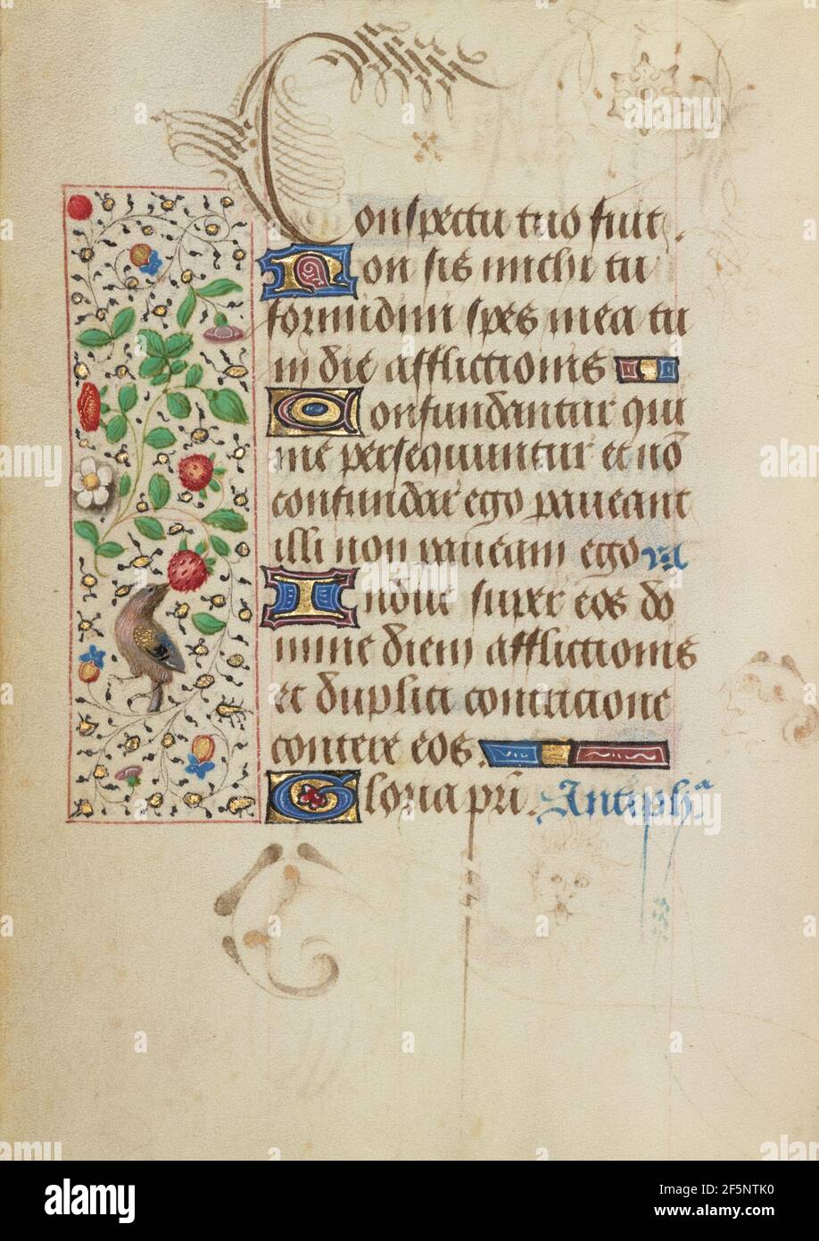 Dekorierte Textseite. Nicolas Spierinc (Flämisch, aktiv 1455 - 1499) Stockfoto