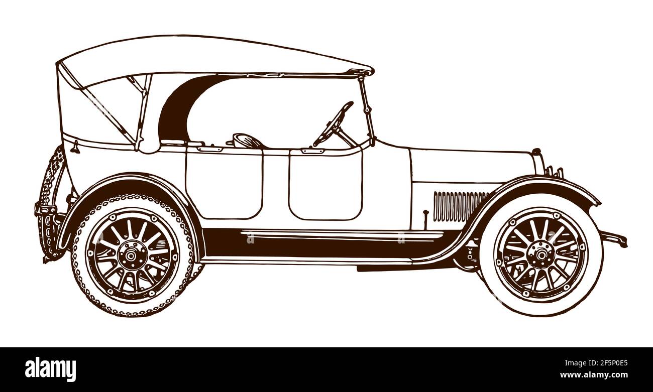 Vintage Tourenwagen in Seitenansicht Stock Vektor