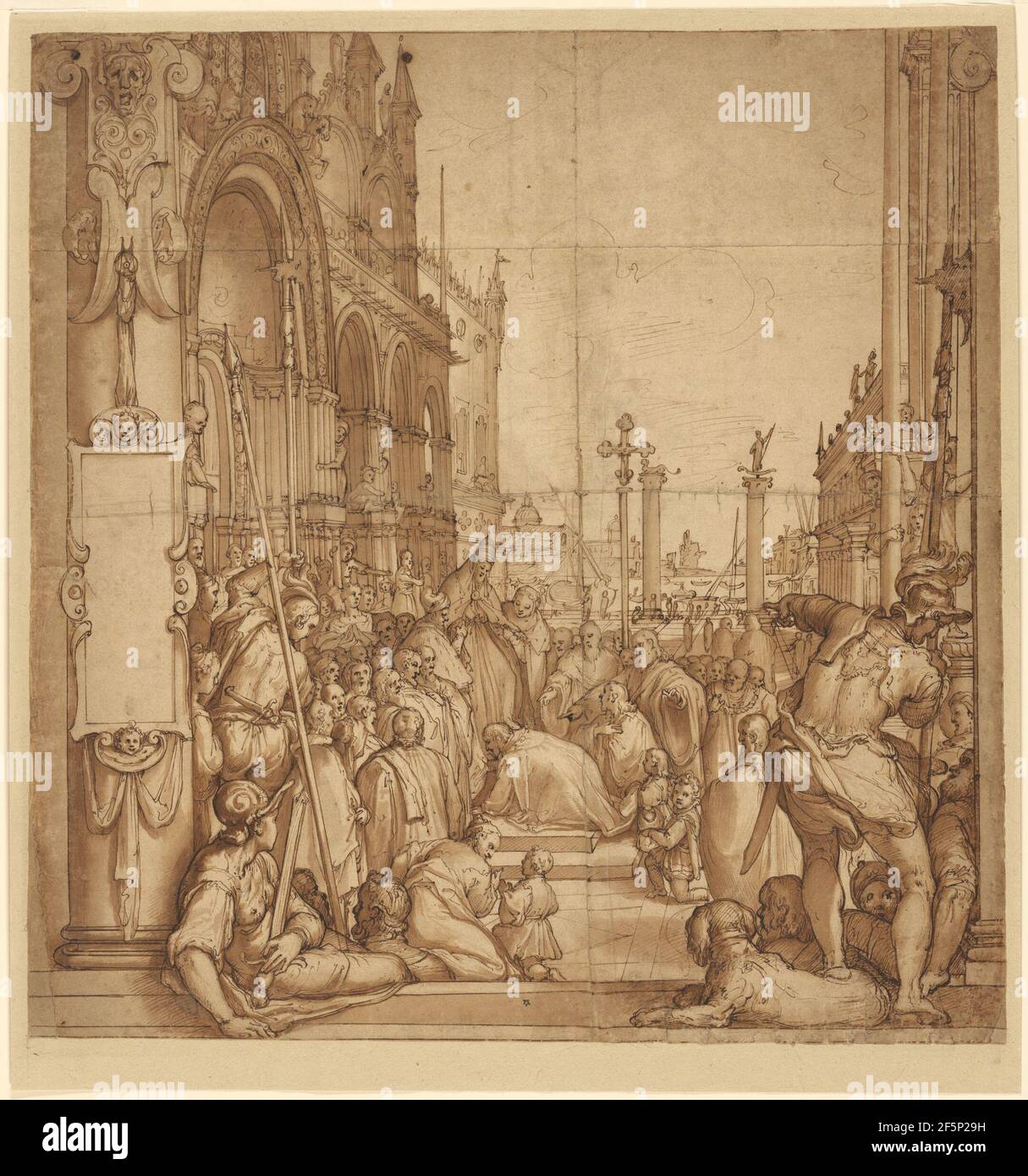 Die Unterordnung des Kaisers Friedrich Barbarossa an Papst Alexander III. Federico Zuccaro (italienisch, um 1541 - 1609) Stockfoto