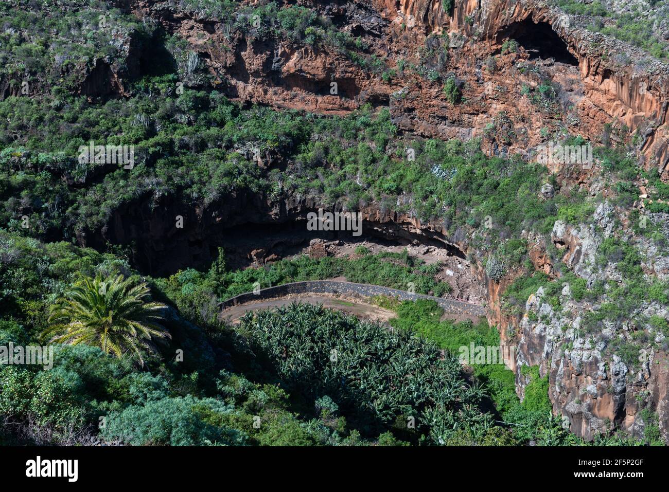 Historische Höhlen in El Tendal bei La Palma, Kanarische Inseln, Spanien. Stockfoto