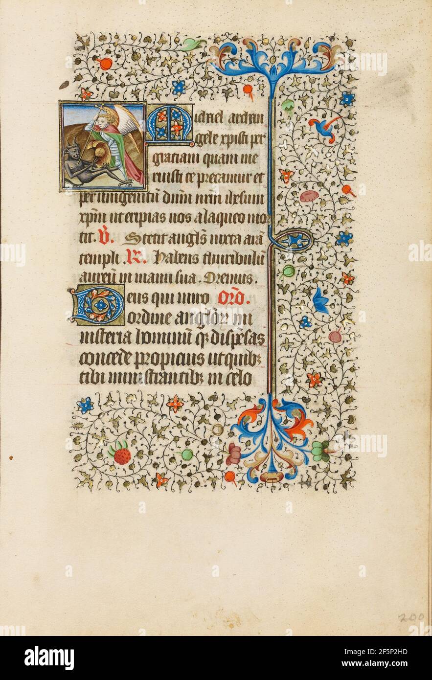 Der heilige Michael kämpft gegen den Teufel. Werkstatt des Bedford-Meisters (Französisch, aktive erste Hälfte des 15th. Jahrhunderts) Stockfoto