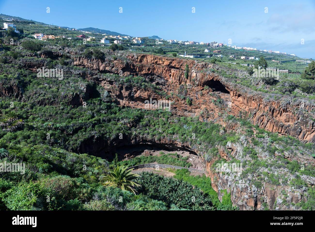 Historische Höhlen in El Tendal bei La Palma, Kanarische Inseln, Spanien. Stockfoto