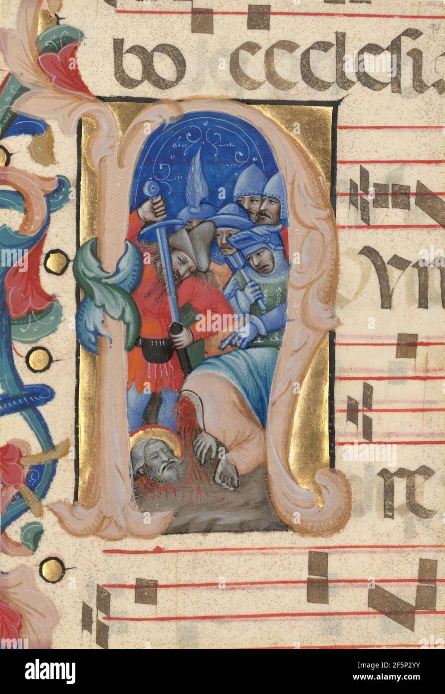 Initial N: Die Enthauptung des heiligen Paulus. Niccolò di Giacomo da Bologna (Italienisch, aktiv 1349 - 1403) Stockfoto