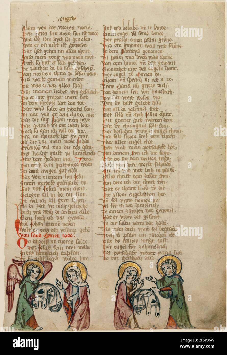 Blatt aus dem Marienleben. Stockfoto