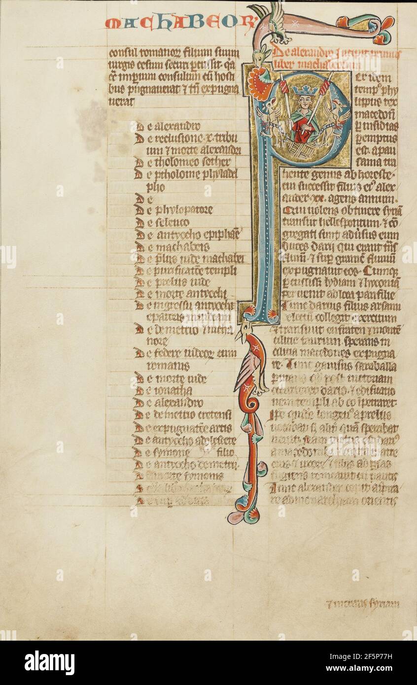 Initial P: Alexander der große trug Aloft von Griffins. Unbekannt Stockfoto