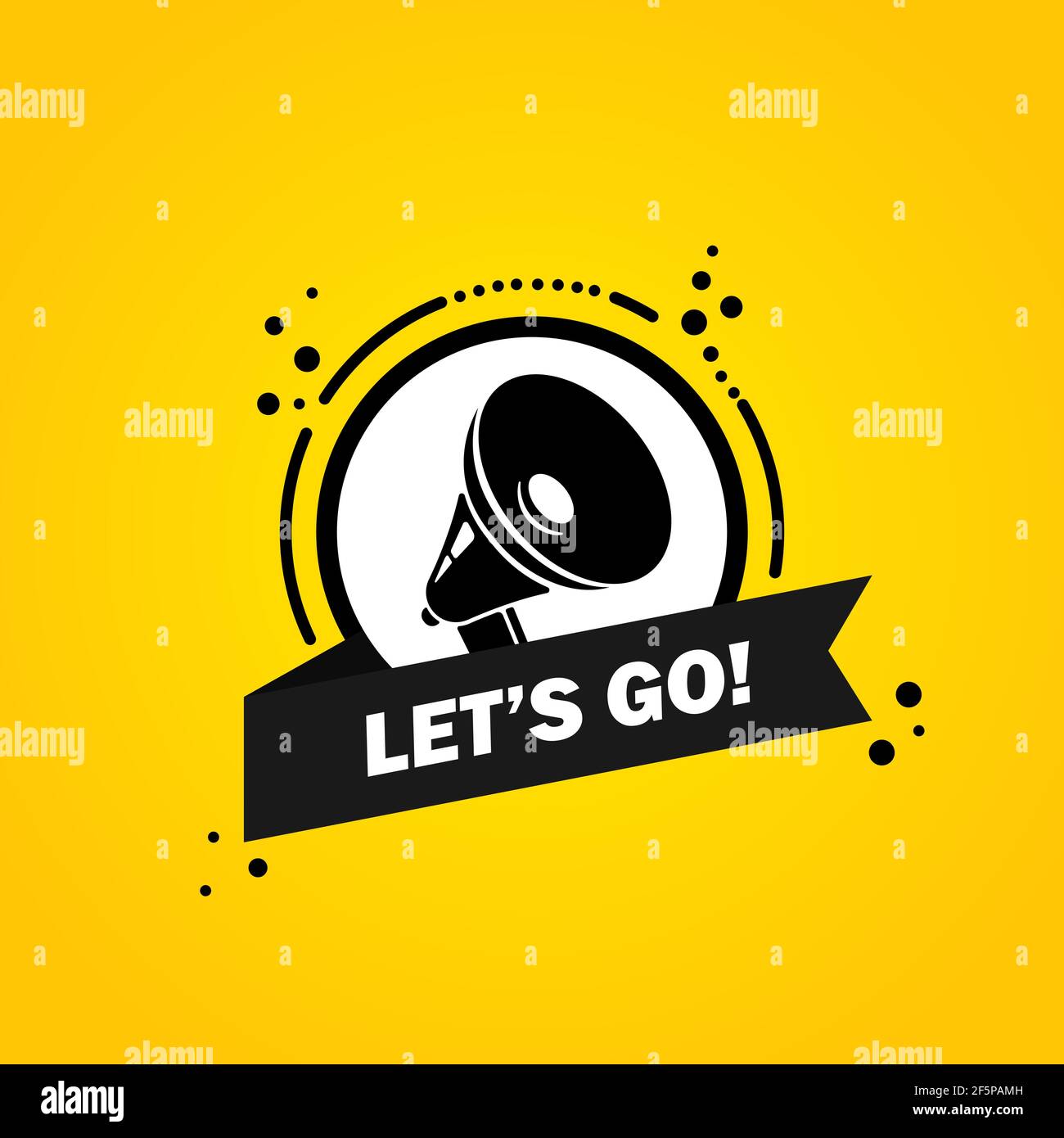 Megaphon mit Let is go Sprechblase Banner. Lautsprecher. Label für Business, Marketing und Werbung. Vektor auf isoliertem Hintergrund. EPS 10. Stock Vektor