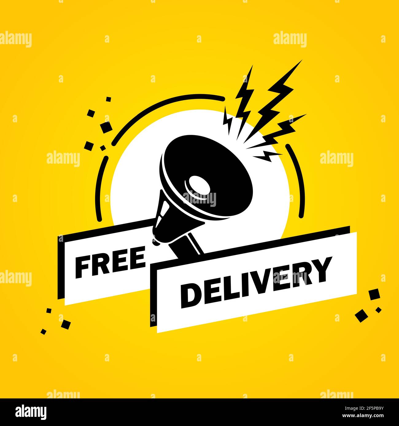 Megaphon mit Sprechblasenbanner für freie Lieferung. Lautsprecher. Label für Business, Marketing und Werbung. Vektor auf isoliertem Hintergrund. EPS 10. Stock Vektor