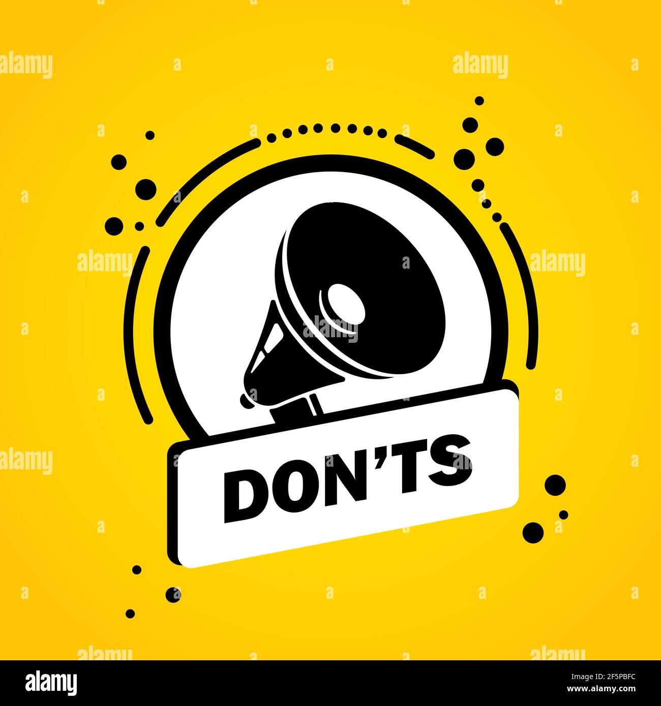 Megaphon mit Donts Sprechblase Banner. Lautsprecher. Label für Business, Marketing und Werbung. Vektor auf isoliertem Hintergrund. EPS 10. Stock Vektor