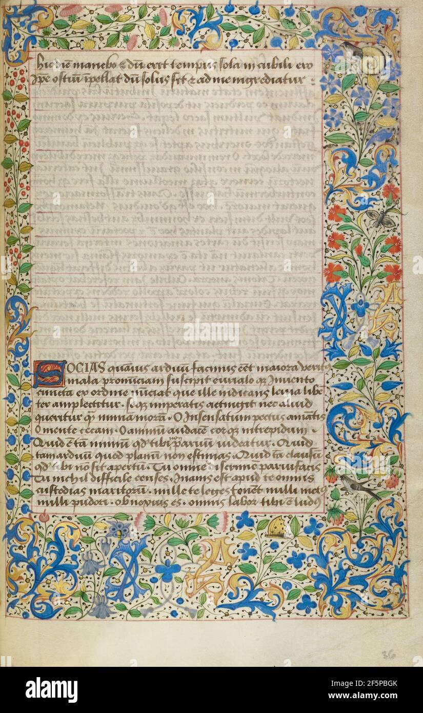 Dekorierte Textseite. Unbekannt Stockfoto