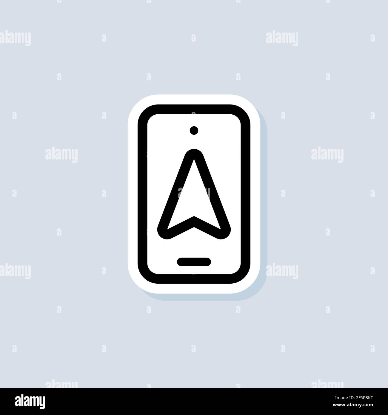 Aufkleber Navigation und Smartphone. GPS-Kartennavigation, Smartphone-Kartenanwendung und Lokalisierung auf dem Bildschirm. Vektor auf isoliertem Hintergrund. EPS 10. Stock Vektor