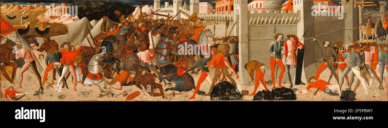 Schlacht vor einer ummauerten Stadt. Unbekannter Hersteller, Italienisch, Florentiner Schule, 15th Jahrhundert Stockfoto