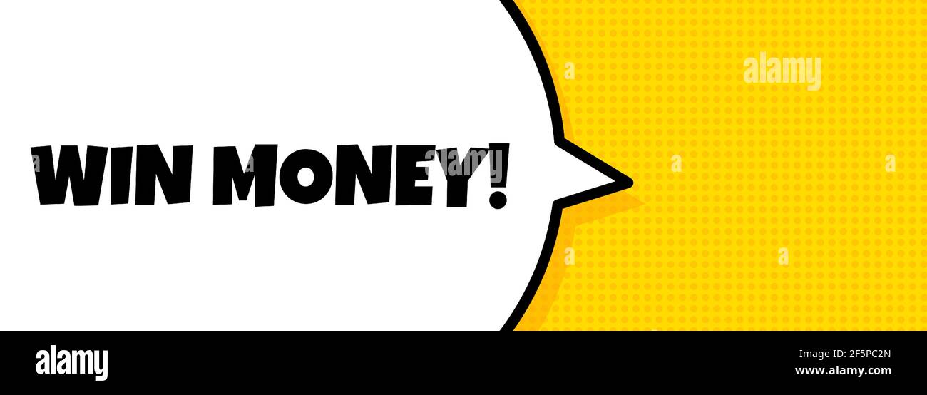 Sprechblasenbanner mit Gewinngeld-Text. Lautsprecher. Für Unternehmen, Marketing und Werbung. Vektor auf isoliertem Hintergrund. EPS 10. Stock Vektor