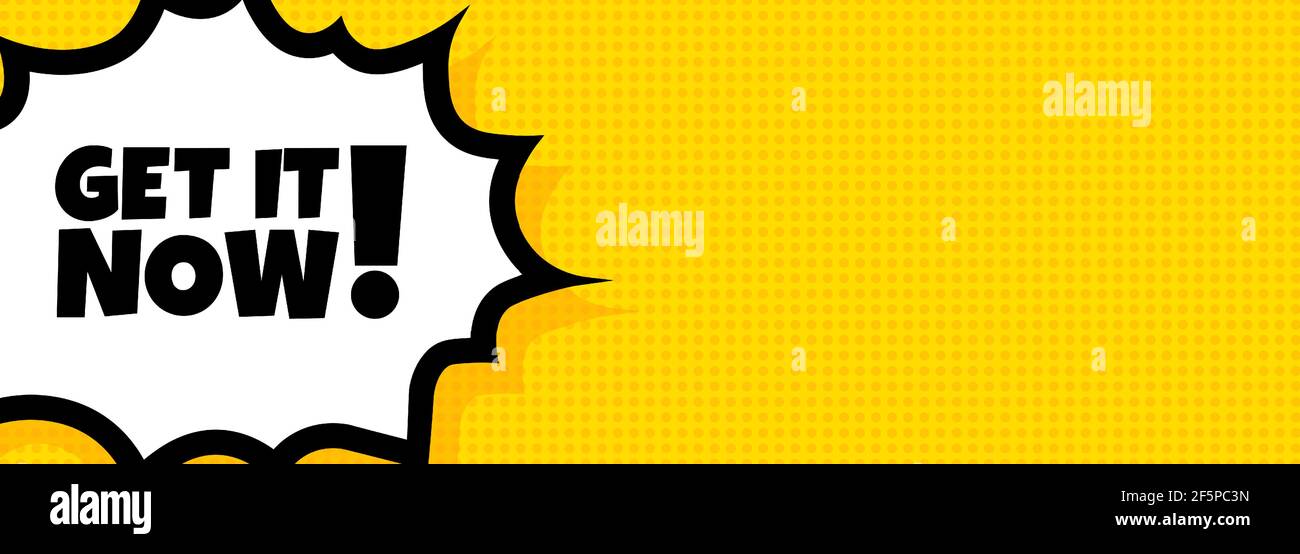 Jetzt herunterladen Sprechblasenbanner. Pop Art im Retro-Comic-Stil. Für Unternehmen, Marketing und Werbung. Vektor auf isoliertem Hintergrund. EPS 10. Stock Vektor